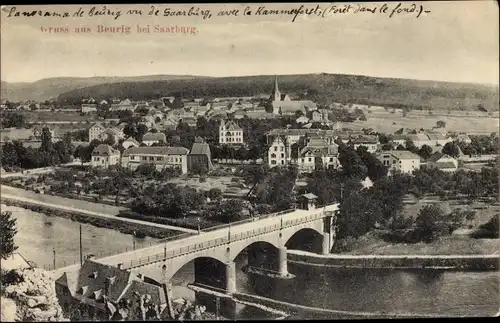 Ak Beurig Saarburg an der Saar, Ortsansicht, Brücke