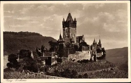 Ak Cochem an der Mosel, Burg, Hotel Germania