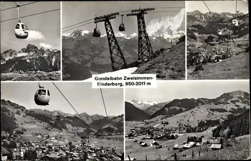 Ak Zweisimmen Kanton Bern, Gondelbahn, Rinderberg