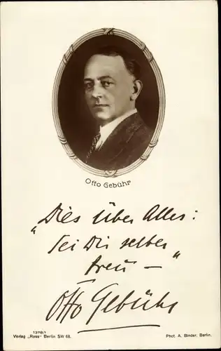 Ak Schauspieler Otto Gebühr, Portrait, Ross, Autogramm