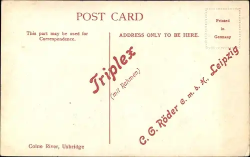 Ak Uxbridge London England, Colne River