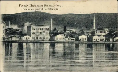 Ak Saloniki Griechenland, Blick vom Wasser auf die Ortschaft
