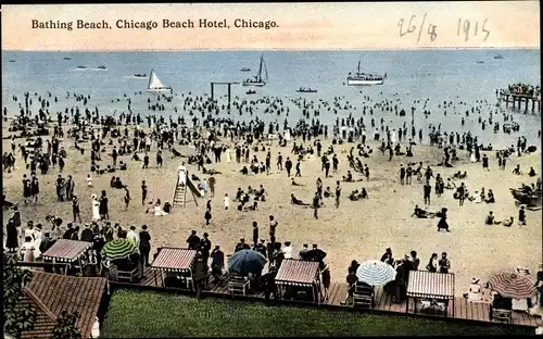 Ak Chicago Illinois USA, Badestrand, Chicago Beach Hotel