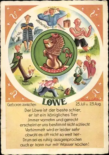 Künstler Ak Sternzeichen Löwe, Leo, 23. Juli bis 22. August