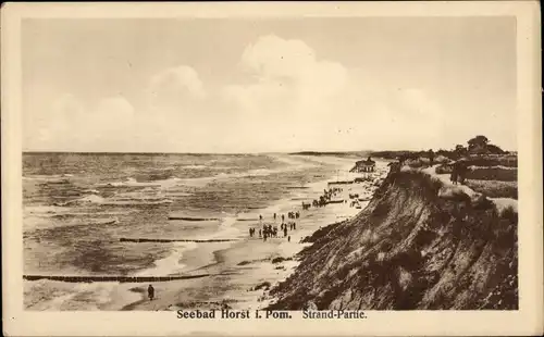Ak Seebad Horst Pommern, Strandpartie