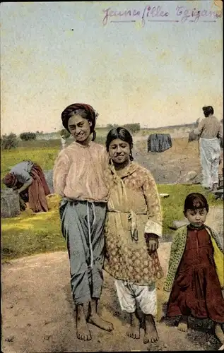 Ak Thessaloniki Griechenland, Zingarelle, Zigeunermädchen, Zigeunerkinder