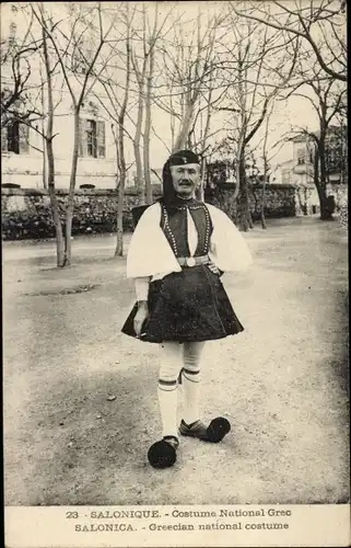 Ak Saloniki Thessaloniki Griechenland, Grieche in Volkstracht