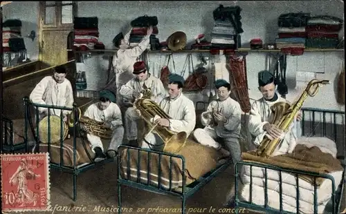 Ak Französische Soldaten mit Musikinstrumenten
