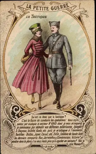 Ak Der kleine Krieg, Taktik, Französischer Soldat mit Frau