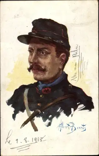 Künstler Ak Französischer Soldat, Portrait