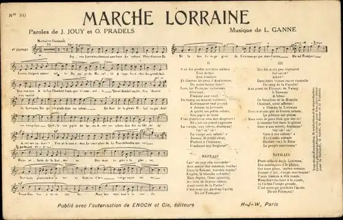 Lied Ak Marche Lorraine, J. Jouy, O. Pradels, L. Ganne