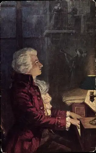Künstler Ak Balestrieri, Komponist Wolfgang Amadeus Mozart, Portrait