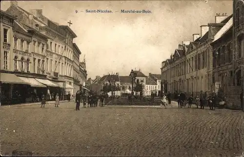 Ak Saint Nicolas Wallonia Lüttich, Holzmarkt