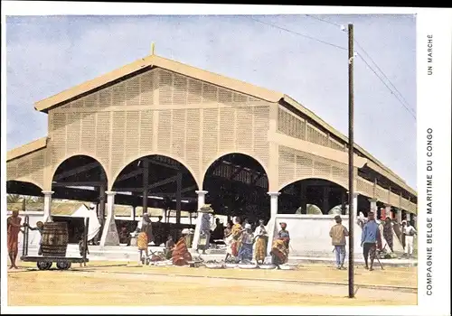 Ak DR Kongo Zaire, Belgische Seefahrtsgesellschaft, Ein Markt