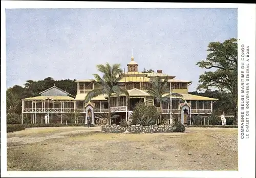 Ak Boma DR Kongo Zaire, Compagnie Belge Maritime, Das Chalet des Generalgouverneurs