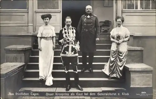 Ak Kronprinz Wilhelm von Preußen, Besuch bei Generaloberst von Kluck, Husarenuniform