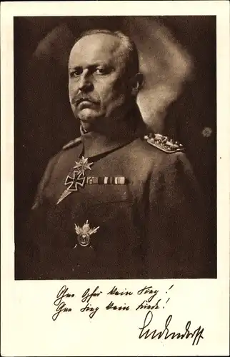 Ak General Erich Friedrich Wilhelm Ludendorff, Ohne Opfer kein Sieg, Ludendorff Spende, Orden
