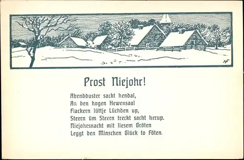 Gedicht Ak Glückwunsch Neujahr, Abenddüster sackt hendal