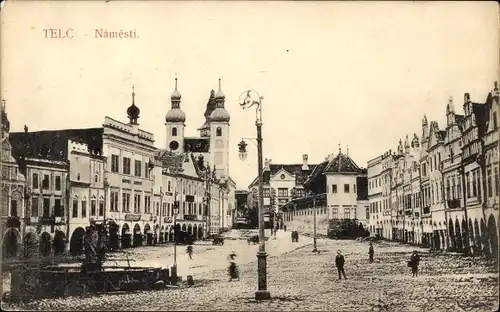 Ak Telč Teltsch Region Hochland, Platz