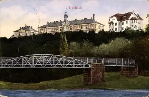 Ak Třebíč Trebitsch Region Hochland, Brücke, Amtsgebäude