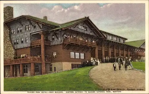 Ak Montana USA, Glacier National Park, Hotel, Hauptgebäude