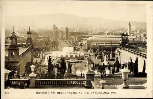 Ak Barcelona Katalonien Spanien, Internationale Ausstellung 1929, Panorama, Nationalpalast