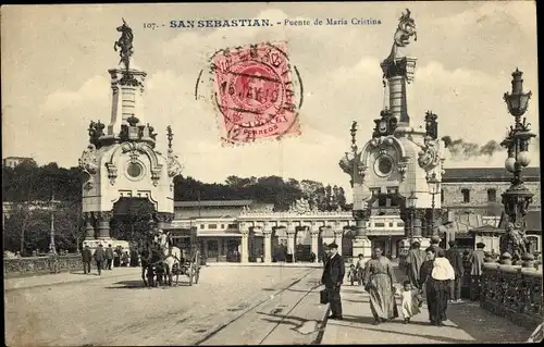 Ak Donostia San Sebastián Baskenland, Maria-Cristina-Brücke