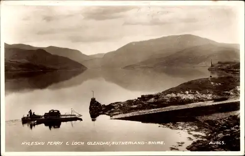 Ak Sutherland Schottland, Loch Glendhu, Fähre