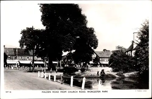 Ak Worcester West Midlands England, Malden Road von Church Road, Park