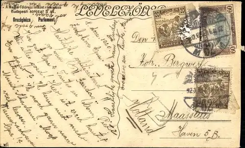 Künstler Ak Budapest Ungarn, Parlament