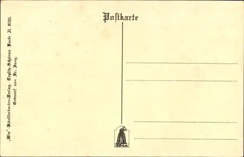 Künstler Ak Jung, Teplice Šanov Teplitz Schönau Region Aussig, Denkmal, Löwe, Goethe-Jahr