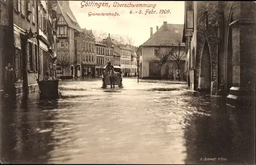 Ak Göttingen in Niedersachsen, Überschwemmung vom 04-06. Februar 1909, Groner Tor Straße