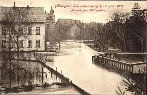 Ak Göttingen in Niedersachsen, Überschwemmung am 4 Februar 1909, Bürgerstraße