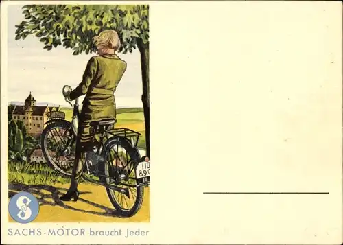 Litho Werbung, Sachs-Motor braucht Jeder, Motorrad