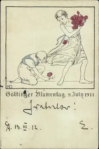 Künstler Ak Göttingen in Niedersachsen, Göttinger Blumentag 1911, Rosen