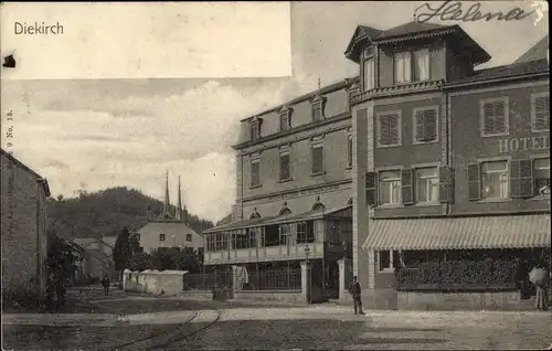Ak Diekirch Luxemburg, Hotel, Straßenpartie