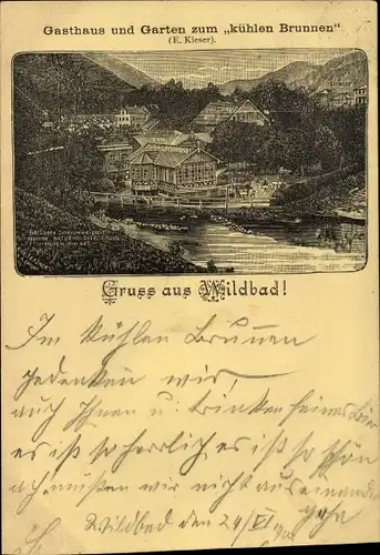 Ak Bad Wildbad im Schwarzwald, Gasthaus zum kühlen Brunnen