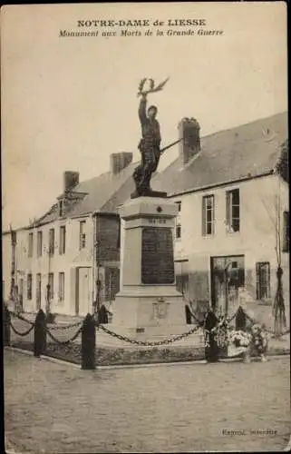 Ak Notre-Dame de Liesse Aisne, Denkmal für die Gefallenen des Ersten Weltkriegs