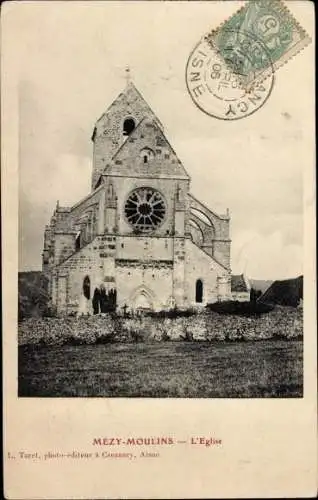 Ak Mézy-Moulins Aisne, Kirche