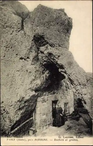 Ak Soissons Pasly Aisne, Felsen und Höhlen
