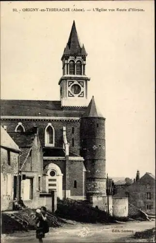 Ak Origny und Thiérache Aisne, Kirche