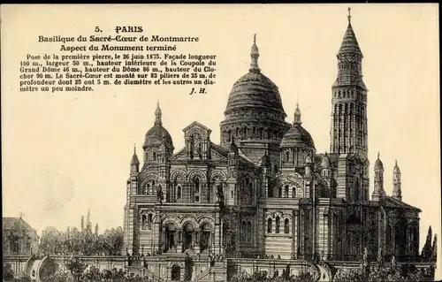Ak Paris XVIII., Basilika Sacré-Coeur von Montmartre