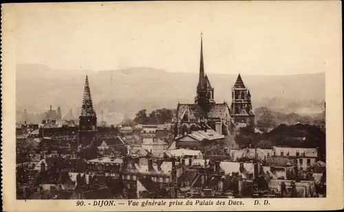 Ak Dijon Côte d'Or, Gesamtansicht vom Palais des Ducs aus