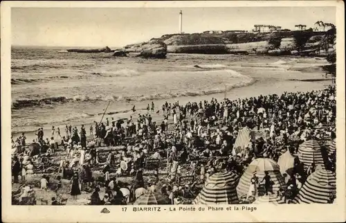 Ak Biarritz Pyrénées Atlantiques, La Pointe du Phare, La Plage