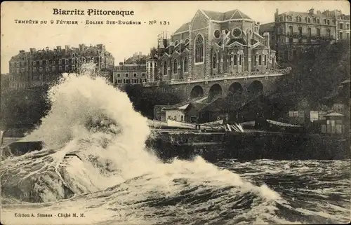 Ak Biarritz Pyrénées Atlantiques, Kirche Sainte-Eugenie