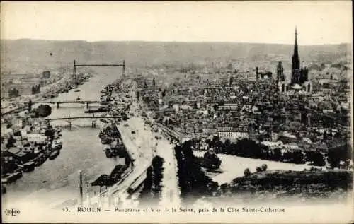 Ak Rouen Seine-Maritime, Panorama, Blick auf die Seine
