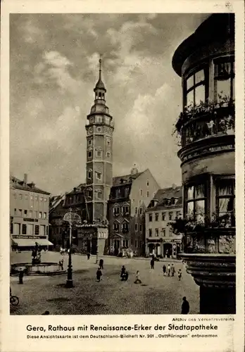 Ak Gera in Thüringen, Rathaus, Renaissance-Erker der Stadtapotheke