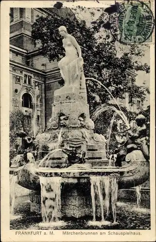 Ak Frankfurt am Main, Märchenbrunnen, Schauspielhaus