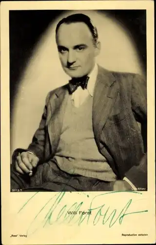 Ak Schauspieler Willi Forst, Portrait, Autogramm