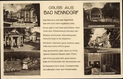 Ak Bad Nenndorf an der Weser, Großes Badehaus, Trinkhalle, Parktreppe, Kurpark, Kurhaus, Schlammbad